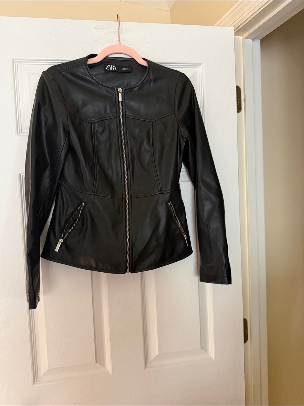 ZARA Black Faux Leather Zip Jacket